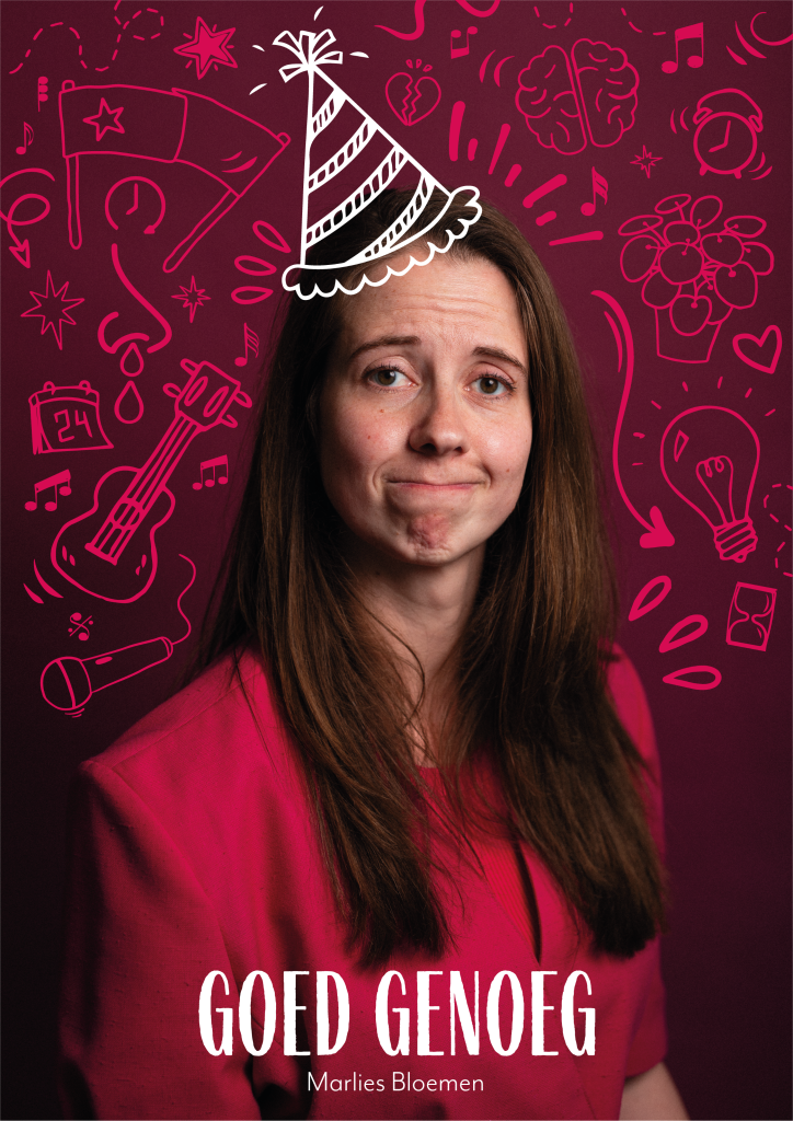 Poster Goed Genoeg LR Poster van de voorstelling 'Goed Genoeg' van Marlies Bloemen.